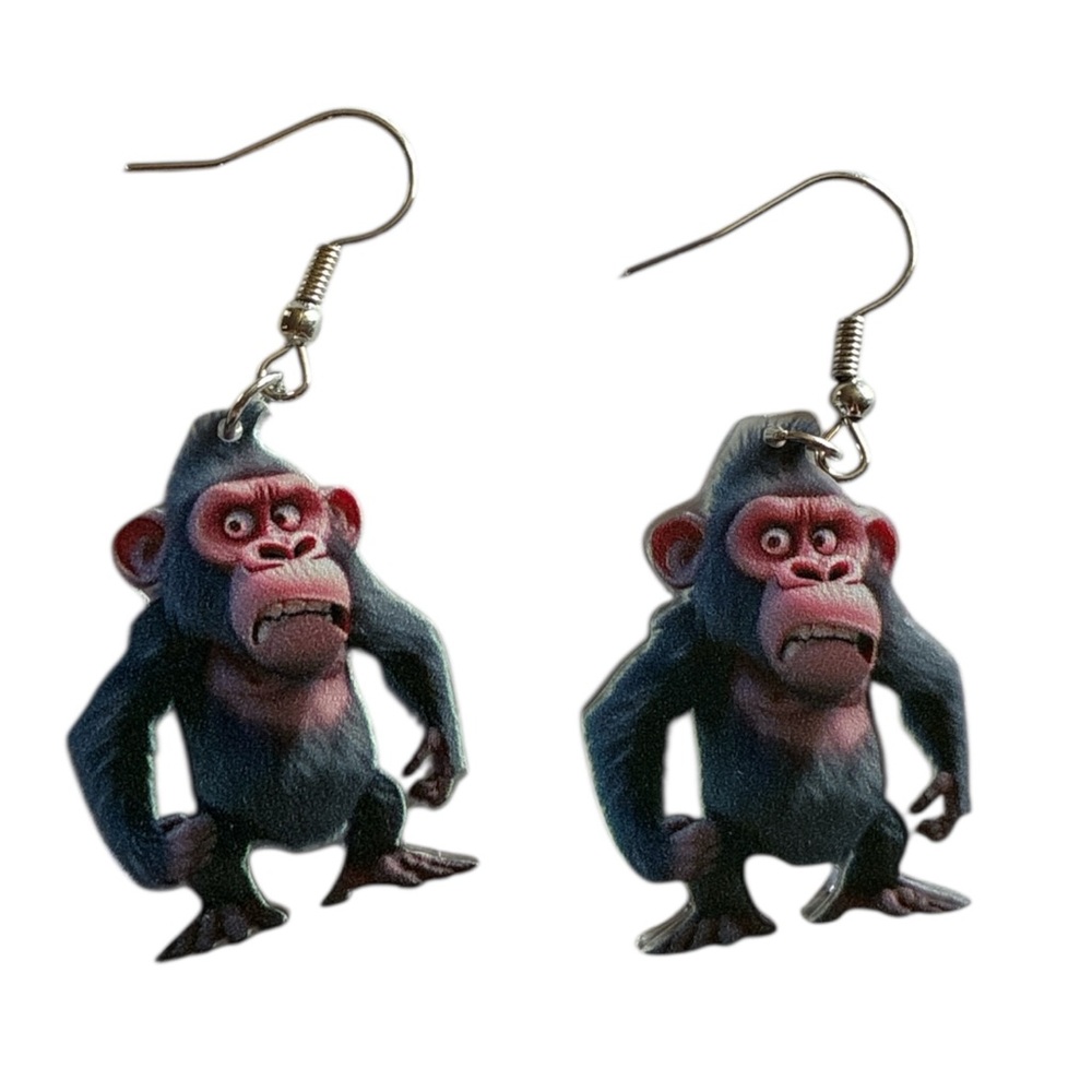 Cartoon Scared Ape Earrings
